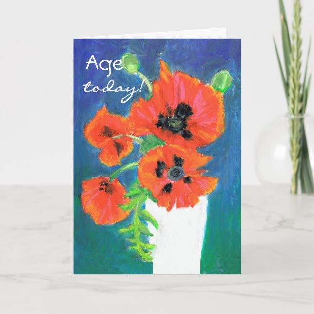 Scarlet Poppies Customisable Birthday Card (Front)