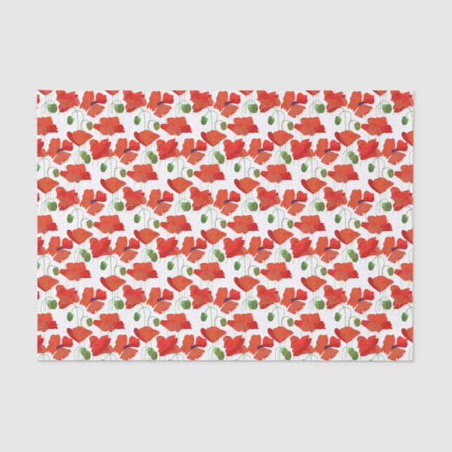 Scarlet Poppies Floral Pattern to Customise Tissue Paper (Front)