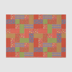 Scarlet Poppies Patterns Nostalgic Faux Patchwork Tissue Paper