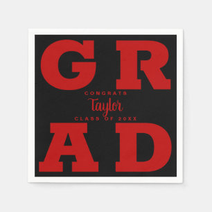 Scarlet Red and Black Graduation Napkin