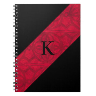 Scarlet Red Batik Black Monogrammed Notebook