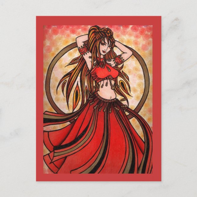 Scarlet red Belly Dancer Postcards (Front)