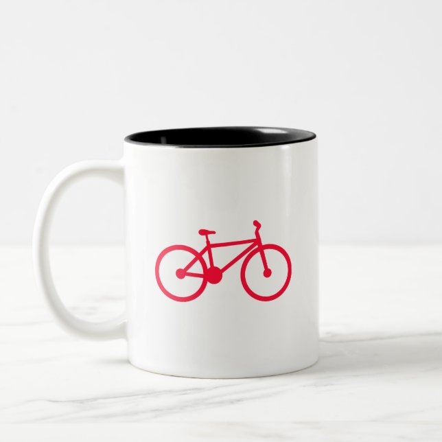 Scarlet Red Bicycle Two-Tone Coffee Mug (Left)