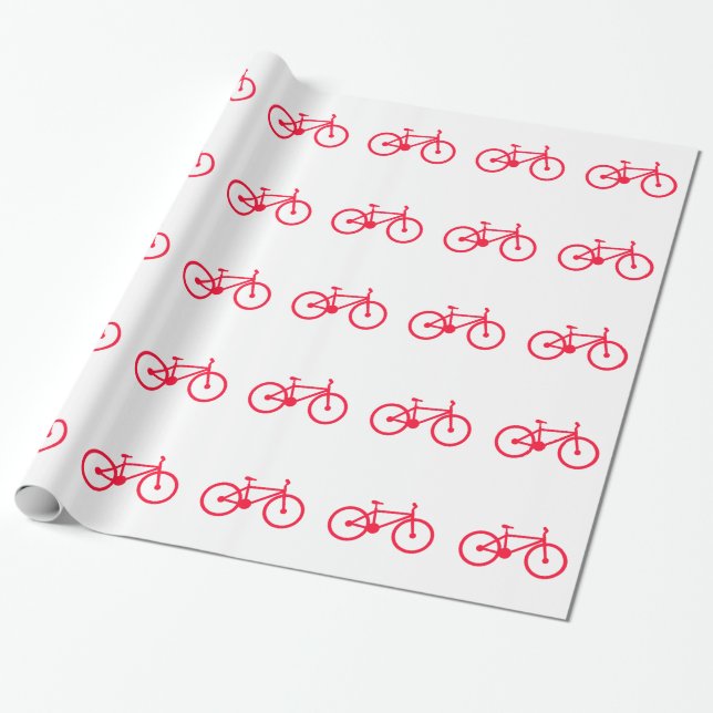 Scarlet Red Bicycle Wrapping Paper (Unrolled)