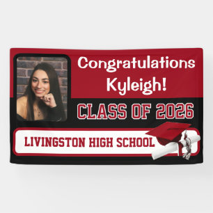 Scarlet Red & Black Graduation Banner