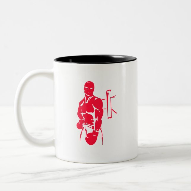 Scarlet Red Boxing Two-Tone Coffee Mug (Left)