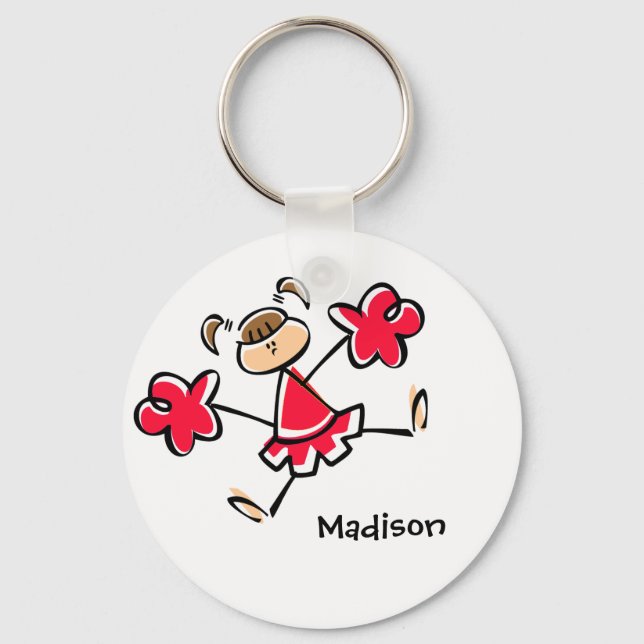 Scarlet Red Cheerleader Key Ring (Front)