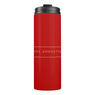 Scarlet Red Gold Colours Add Name Script Thermal Tumbler