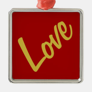 Scarlet Red Gold Colours Love Wedding Calligraphy Metal Tree Decoration