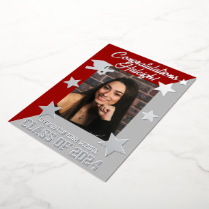 Scarlet Red & Grey, Diagonal Graduation Silver