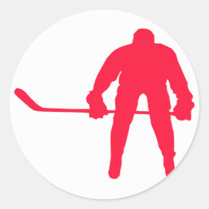 Scarlet Red Hockey Classic Round Sticker
