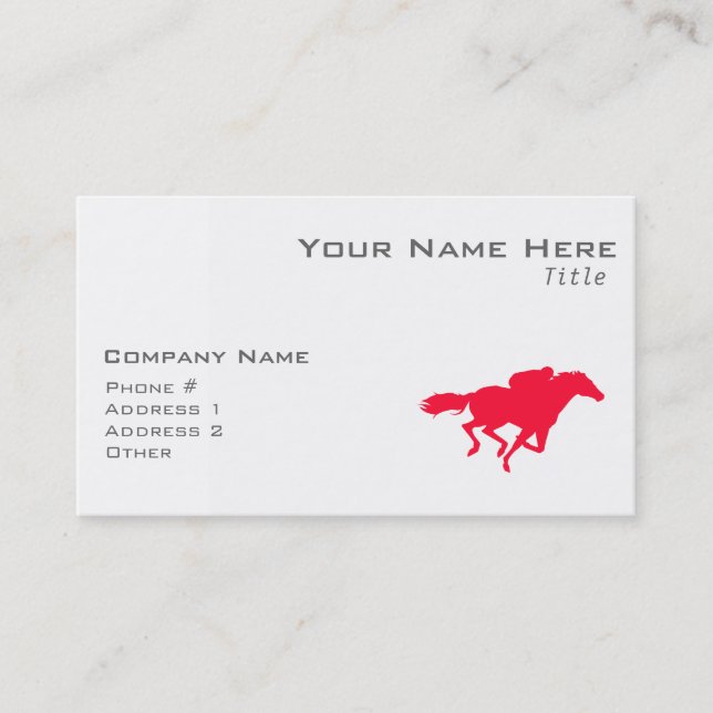 Scarlet Red Horse Racing Business Card (Front)