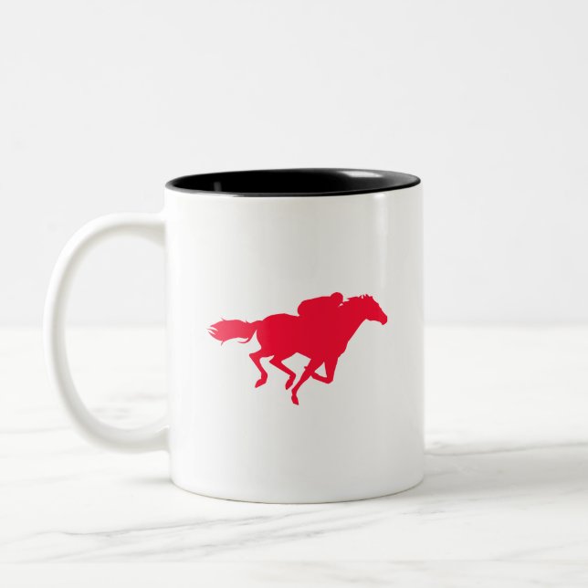 Scarlet Red Horse Racing Two-Tone Coffee Mug (Left)