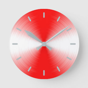 Scarlet Red Radiant Contemporary Round Clock