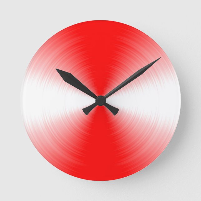 Scarlet Red Radiant Contemporary Round Clock (Front)