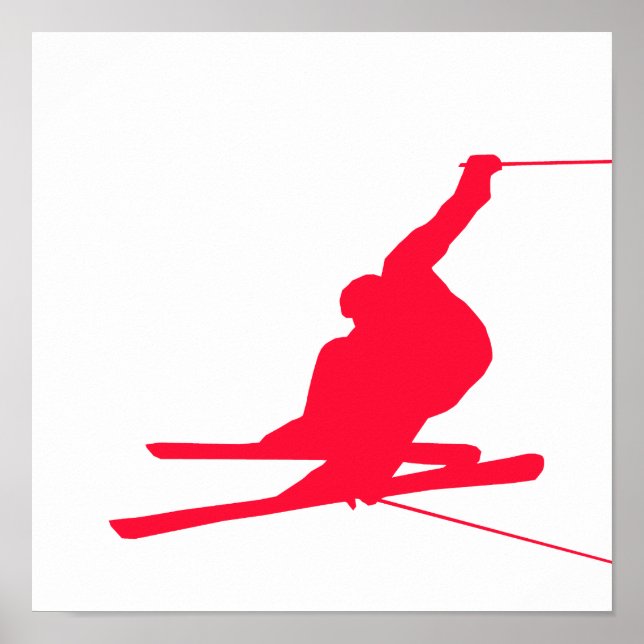 Scarlet Red Snow Ski Poster (Front)