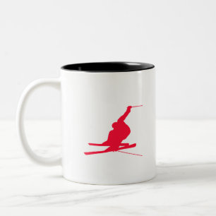 Scarlet Red Snow Ski Two-Tone Coffee Mug
