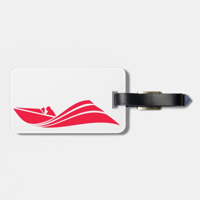 Scarlet Red Speed Boat Luggage Tag (Back Horizontal)