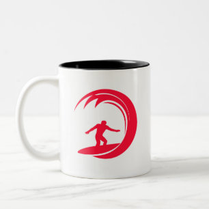 Scarlet Red Surfing Two-Tone Coffee Mug