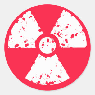 Scarlet Red Toxic radioactive symbol Classic Round Sticker