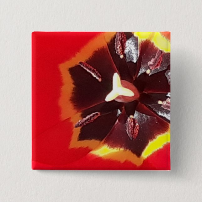 Scarlet Red Tulip 15 Cm Square Badge (Front)
