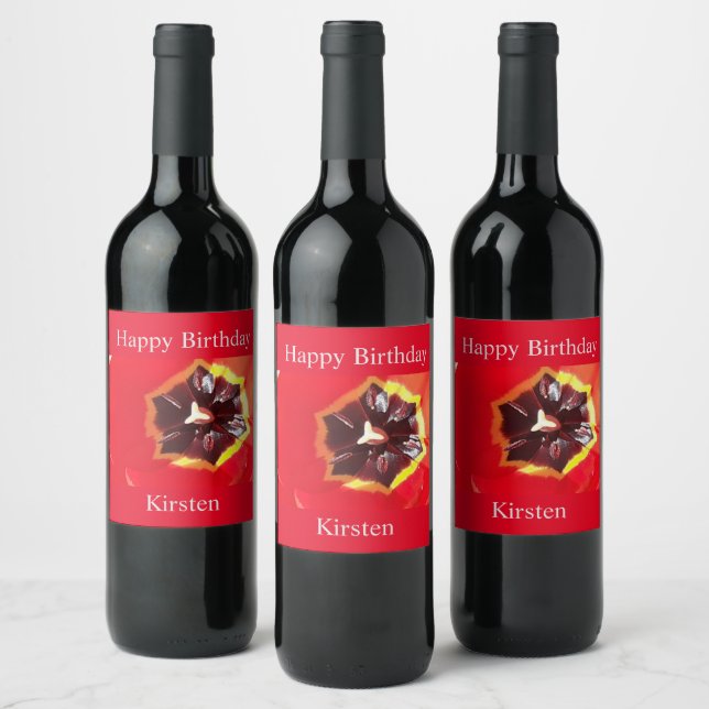 Scarlet Red Tulip Wine Label (Bottles)