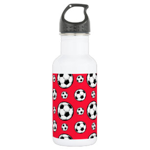 Scarlet Red & White Soccer Ball Pattern 532 Ml Water Bottle