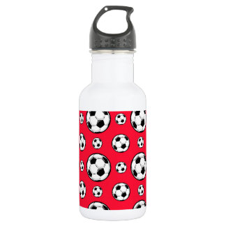 Scarlet Red & White Soccer Ball Pattern 532 Ml Water Bottle