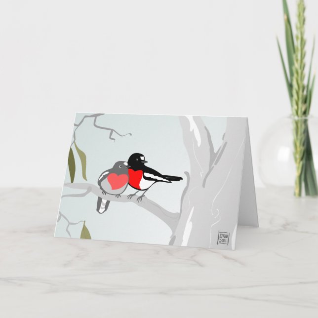 Scarlet Robins in Love Valentine's Day Card (Front)