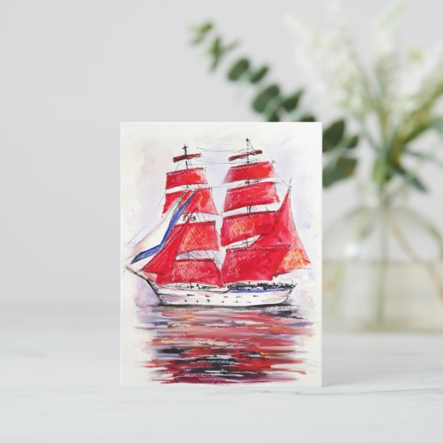 Scarlet Sails Holiday Postcard (Standing Front)