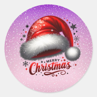 Scarlet Santa Hat Glow Classic Round Sticker