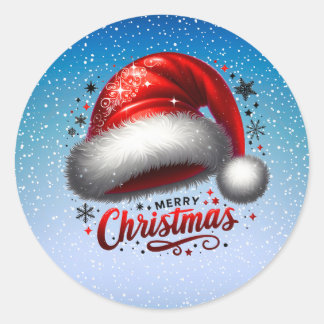 Scarlet Santa Hat Glow Classic Round Sticker