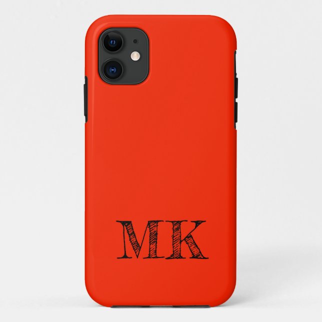 Scarlet Solid Colour | Modern Minimal Initial  Case-Mate iPhone Case (Back)