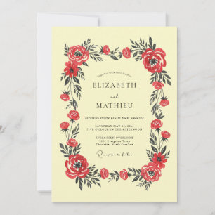 Scarlet Stately Floral Wedding Invitation
