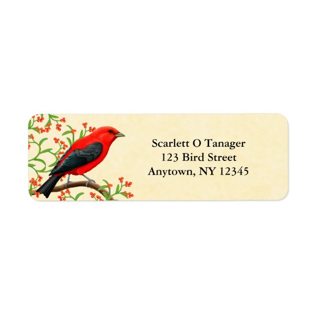 Scarlet Tanager Customisable Address Label (Front)