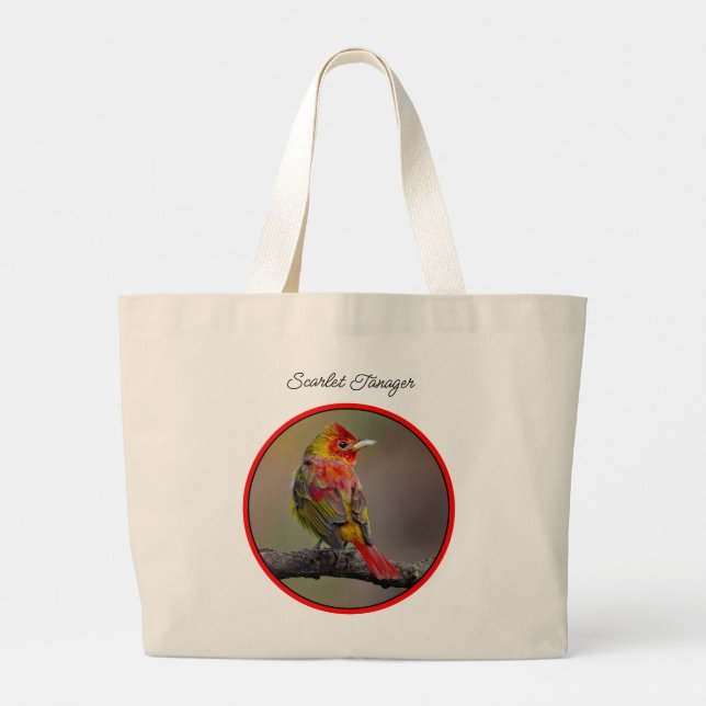 Scarlet Tanager Molting Original Photograph Large Tote Bag (Back)