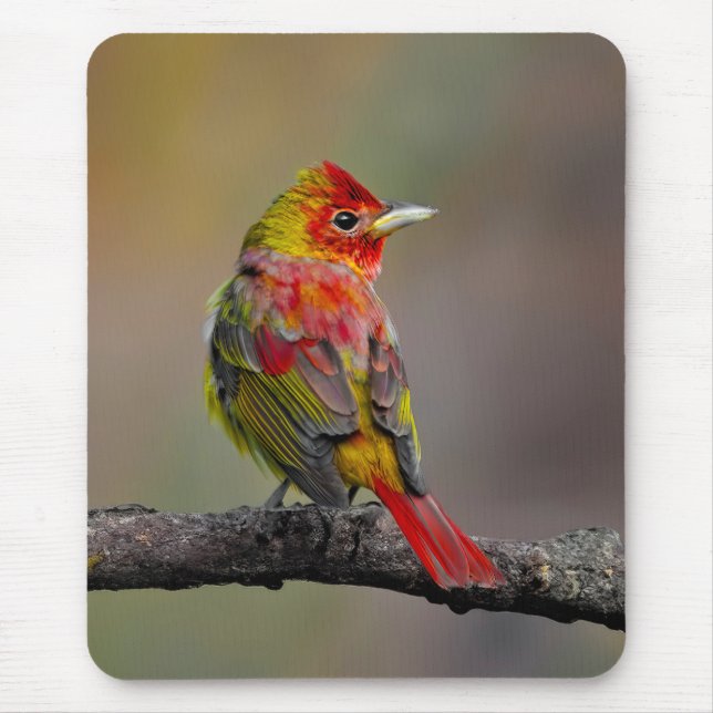 Scarlet Tanager Molting - Original Photograph Mouse Mat (Front)