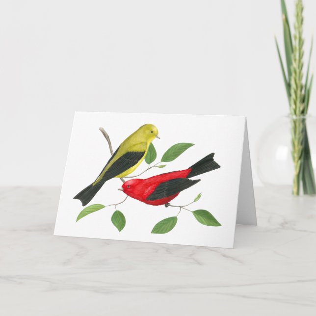 Scarlet Tanager Wildlife Art Card (Front)