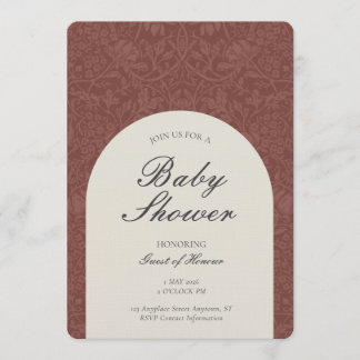 Scarlet Traditional Floral Arts and Crafts Shower Invitation