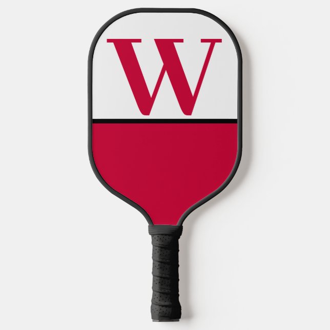 Scarlet & White College Monogram Pickleball Paddle (Front)