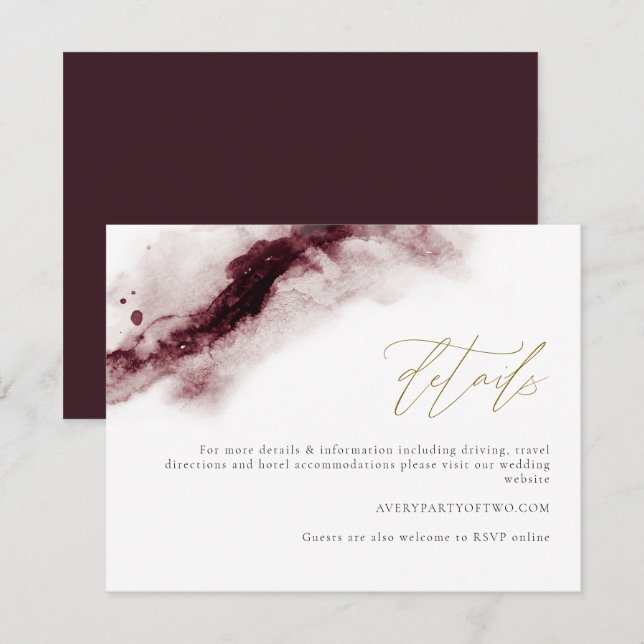 SCARLETT | Boho Burgundy and Gold Details Card (Front/Back)