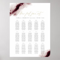 Scarlett | Burgundy Watercolor Gold Seating Chart