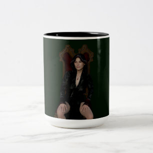 Scarlett Chevalier sitting on chair Two-Tone Coffee Mug