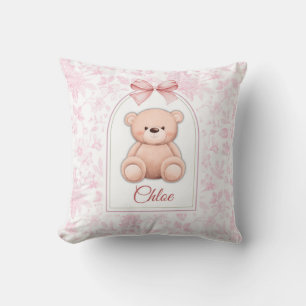 Scarlett   Custom Pink Teddy Bear Nursery Design  Cushion