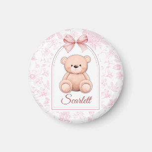Scarlett   Custom Pink Teddy Bear Nursery Design  Magnet