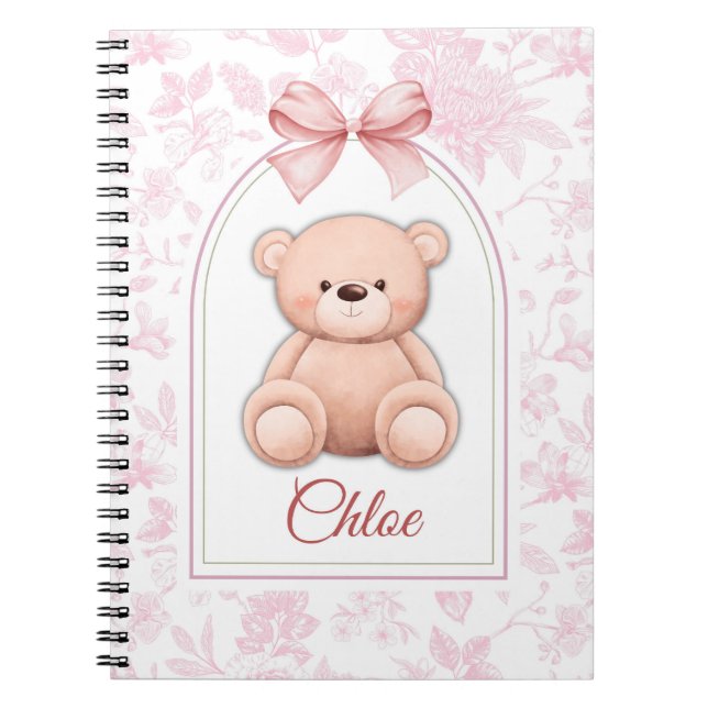 Scarlett | Custom Pink Teddy Bear Nursery Design  Notebook (Front)