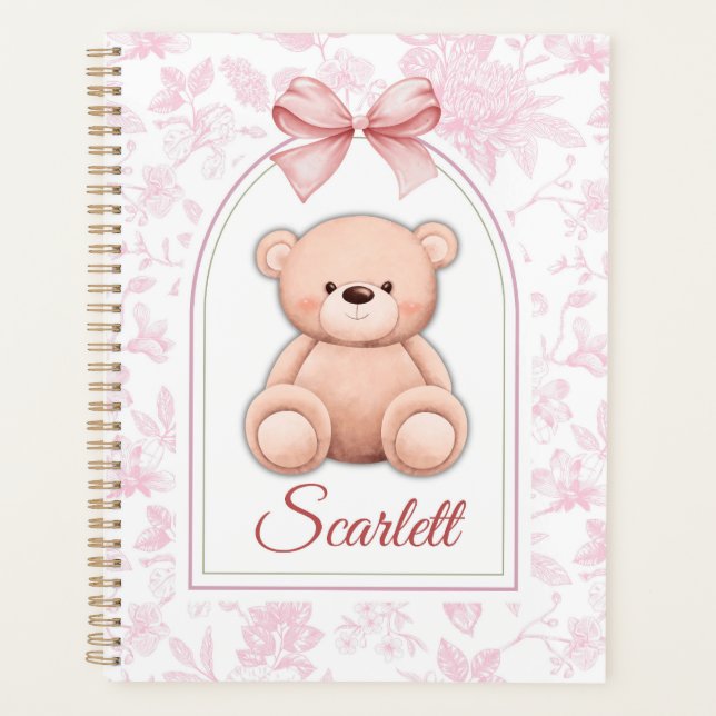 Scarlett | Custom Pink Teddy Bear Nursery Design  Planner (Front)