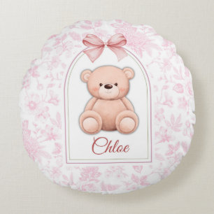 Scarlett   Custom Pink Teddy Bear Nursery Design  Round Cushion