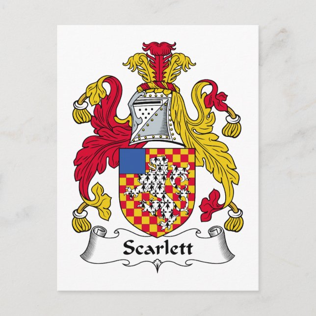 Scarlett Family Crest Postcard (Front)