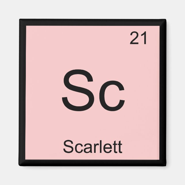 Scarlett Name Chemistry Element Periodic Table Magnet (Front)